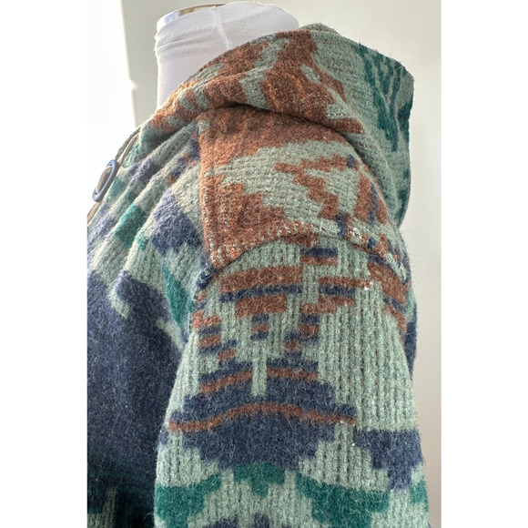 Vintage Woolrich Woman Southwestern Aztec Blanket Style Jacket Zip Hooded Medium - Picture 5 of 16
